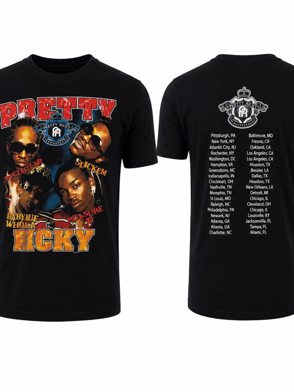 Pretty Ricky Concert Tour Graphic T Shirt Black Gildan Softstyle Men’s Small
